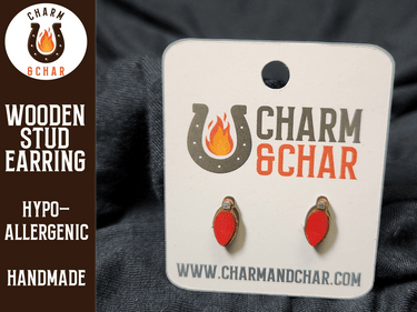 Christmas Light Wood Stud Earrings - Christmas Fashion Earring - Stud Earring - Charm and Char